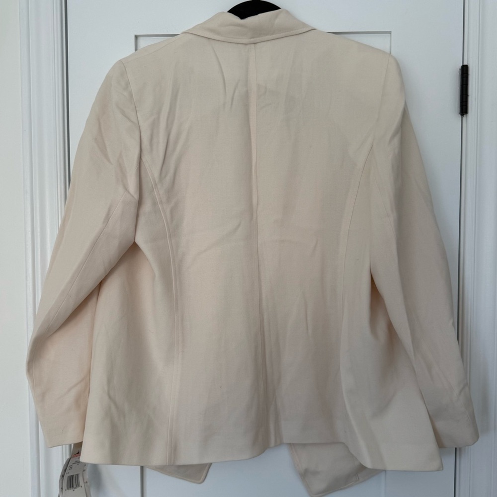 Ivory 100% Wool Blazer 14W ✨ Classic Tailored Quiet Luxury Jacket Feminine - Picture 4 of 10